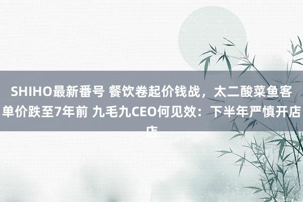 SHIHO最新番号 餐饮卷起价钱战，太二酸菜鱼客单价跌至7年前 九毛九CEO何见效：下半年严慎开店