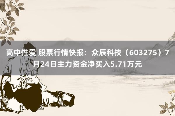 高中性爱 股票行情快报：众辰科技（603275）7月24日主力资金净买入5.71万元