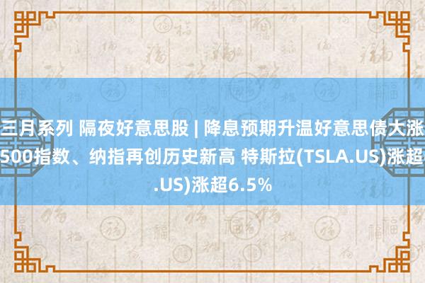 三月系列 隔夜好意思股 | 降息预期升温好意思债大涨 标普500指数、纳指再创历史新高 特斯拉(TSLA.US)涨超6.5%