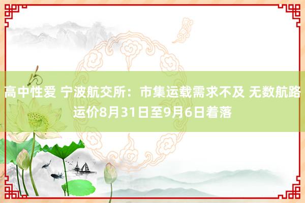 高中性爱 宁波航交所：市集运载需求不及 无数航路运价8月31日至9月6日着落