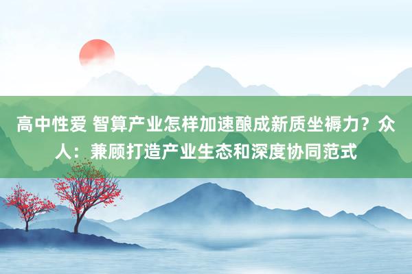 高中性爱 智算产业怎样加速酿成新质坐褥力？众人：兼顾打造产业生态和深度协同范式