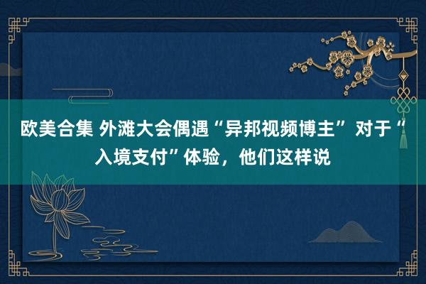 欧美合集 外滩大会偶遇“异邦视频博主” 对于“入境支付”体验，他们这样说