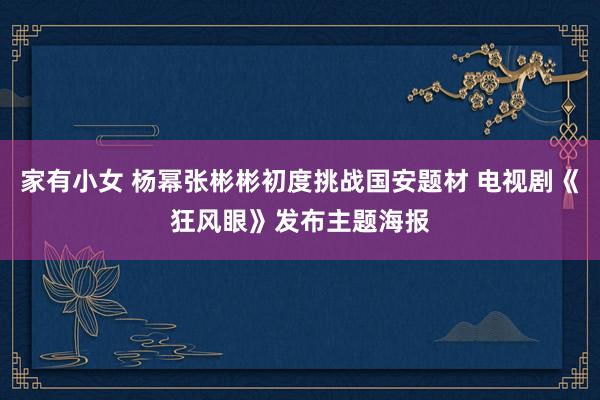 家有小女 杨幂张彬彬初度挑战国安题材 电视剧《狂风眼》发布主题海报