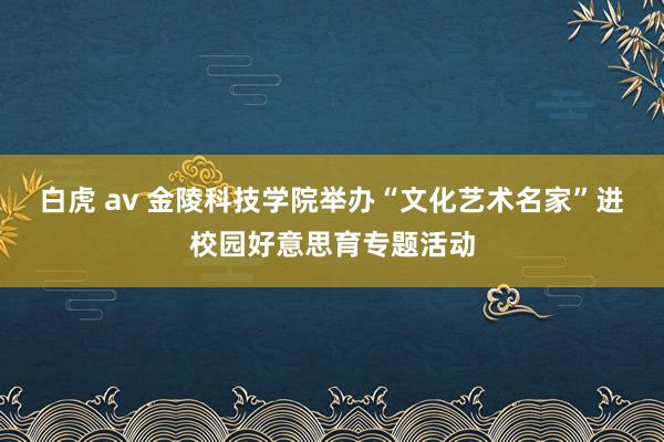 白虎 av 金陵科技学院举办“文化艺术名家”进校园好意思育专题活动